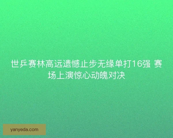 世乒赛林高远遗憾止步无缘单打16强 赛场上演惊心动魄对决