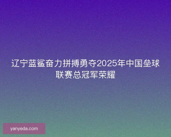 辽宁蓝鲨奋力拼搏勇夺2025年中国垒球联赛总冠军荣耀